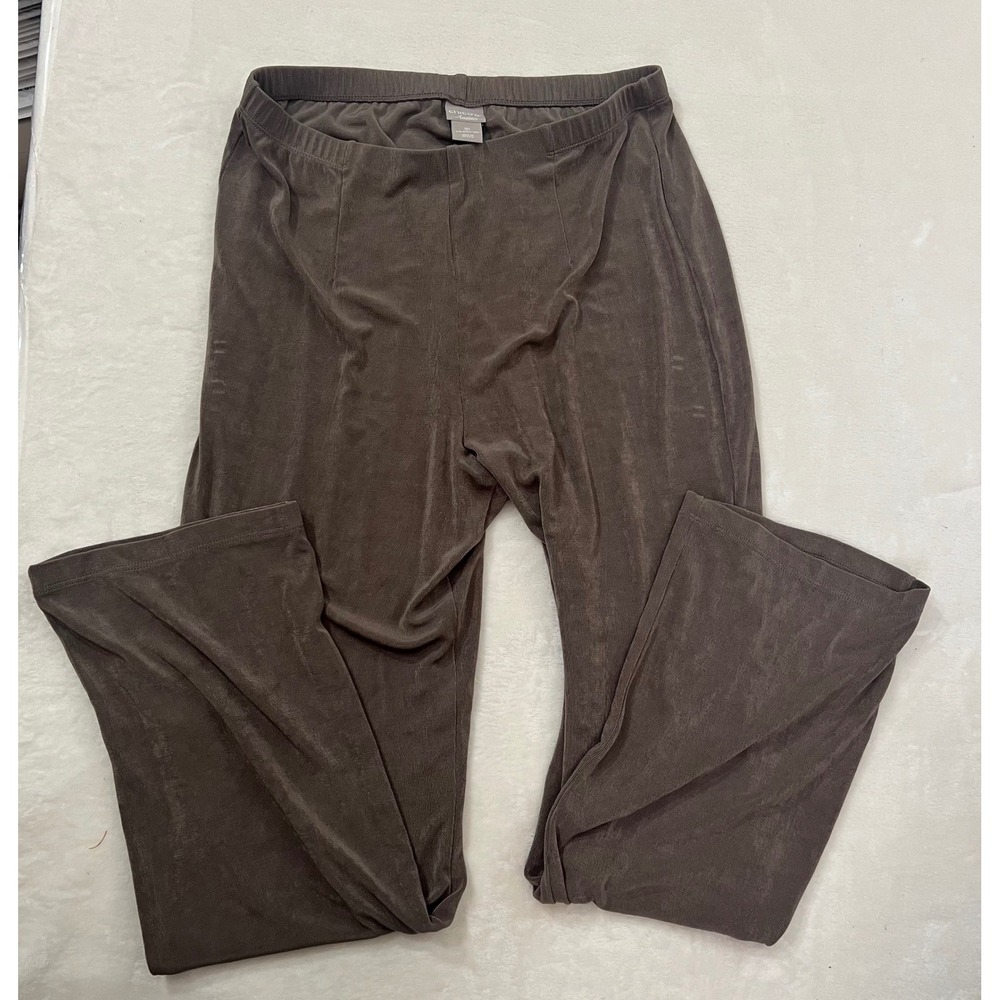 Chicos Travelers Taupe Brown Ribbed Pull On Pants Size 1 Regular US 8/10 Medium